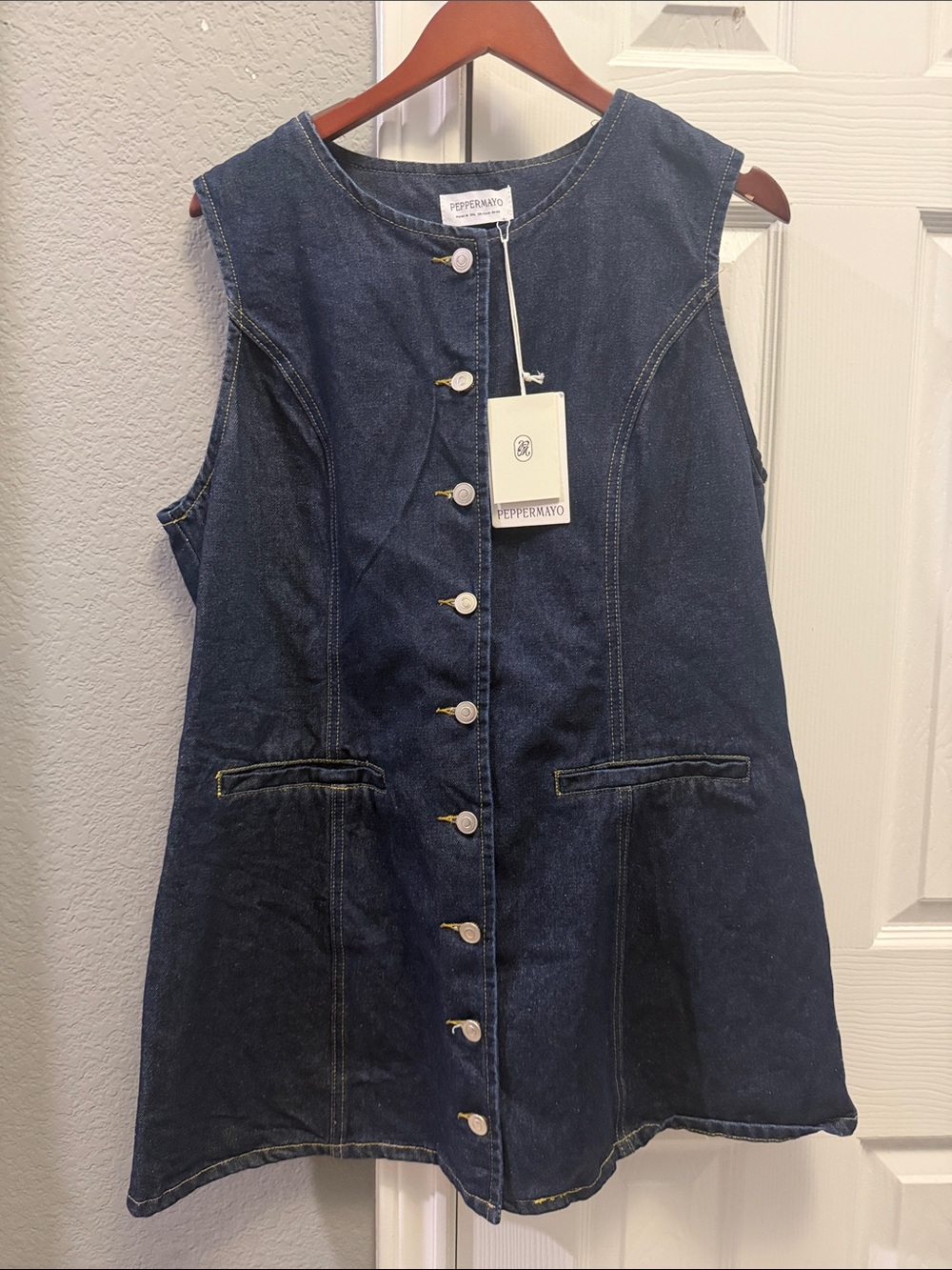 Peppermayo Folton índigo mini denim dress size 14 - Picture 5 of 6